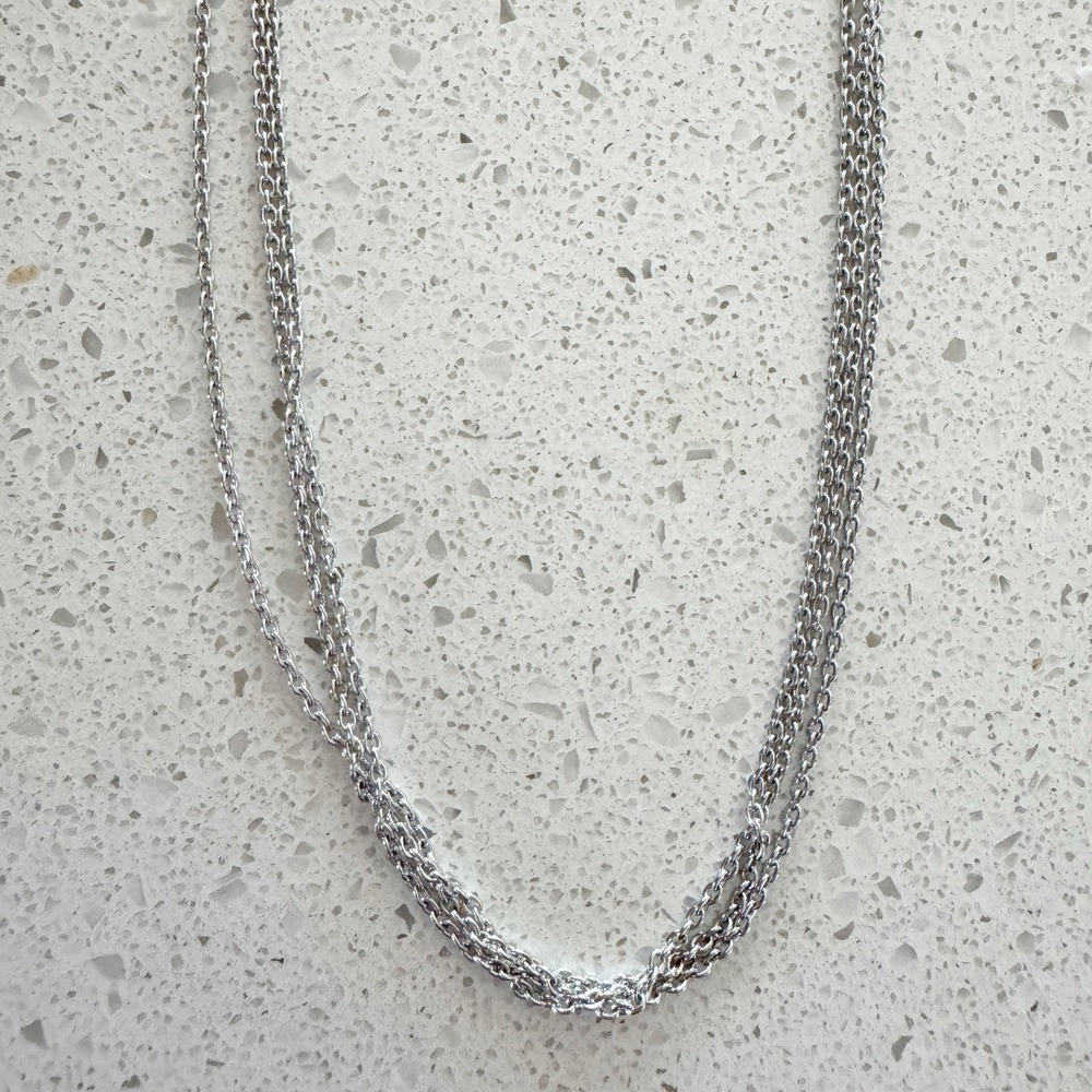 925 Silver 3-in-1 Connected 18 Inch Silver Chains Dainty